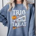 Trig Or Treat Shirt Halloween Math Teacher School College Men Women Kids Comfort Colors Sweatshirt Blue Jean