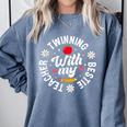 Twin Day Teacher Twinning With My Bestie Matching For Men Women Comfort Colors Sweatshirt Blue Jean