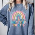 Twinning With My Teacher Bestie Rainbow Matching Teachers Comfort Colors Sweatshirt Blue Jean