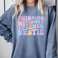 Twinning With My Teacher Bestie Teaching Partner Comfort Colors Sweatshirt Blue Jean