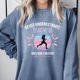Never Underestimate Teachers Who Runs For Fun Comfort Colors Sweatshirt Blue Jean Never Underestimate Teachers Who Runs For Fun Comfort Colors Sweatshirt Blue Jean