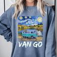 Van Go Retro Vanlife Art Teacher Comfort Colors Sweatshirt Blue Jean
