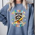 Weird Teachers Build Character Raccoon Colourful Floral Comfort Colors Sweatshirt Blue Jean