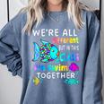 We'Re All Different But We Swim Together Elementary Teacher Comfort Colors Sweatshirt Blue Jean We'Re All Different But We Swim Together Elementary Teacher Comfort Colors Sweatshirt Blue Jean
