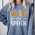 Wild About Speech SLP Leopard Teacher Back To School Kids Comfort Colors Sweatshirt Blue Jean Wild About Speech SLP Leopard Teacher Back To School Kids Comfort Colors Sweatshirt Blue Jean