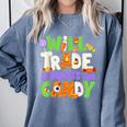 Will Trade Students For Candy Teacher Cute Halloween Costume Comfort Colors Sweatshirt Blue Jean Will Trade Students For Candy Teacher Cute Halloween Costume Comfort Colors Sweatshirt Blue Jean