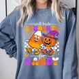 Will Trade Students For Candy Teacher Halloween Comfort Colors Sweatshirt Blue Jean Will Trade Students For Candy Teacher Halloween Comfort Colors Sweatshirt Blue Jean