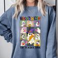 Women Halloween The Teacher Tour Ghosts Pencil Pumpkins Comfort Colors Sweatshirt Blue Jean Women Halloween The Teacher Tour Ghosts Pencil Pumpkins Comfort Colors Sweatshirt Blue Jean