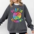 Apple Retro Play Is Learning Kindergarten Teacher Daycare Comfort Colors Sweatshirt Pepper