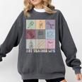 Art Teacher Life Retro Groovy Teaching Future Artists Comfort Colors Sweatshirt Pepper