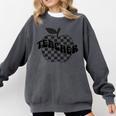 Back To School Checkered Apple Teacher Checkerboard Teacher For Men Women Girls Kids Comfort Colors Sweatshirt Pepper