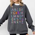 Back To School Kindergarten Alphabet ABC Teacher Women Kids Comfort Colors Sweatshirt Pepper