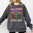 Back To School Retro Reading Is My Jam 80s Teacher Boombox Comfort Colors Sweatshirt Pepper