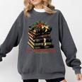 All Booked For Christmas Christmas Book Tree For Teacher For Men Women Kids Comfort Colors Sweatshirt Pepper