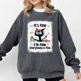 Cat It's Fine I'm Fine Everything Is Fine Teacher Life Comfort Colors Sweatshirt Pepper