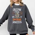 Creepin It Real With My 3rd Grade Monsters Halloween Teacher Comfort Colors Sweatshirt Pepper