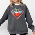 Cute Distressed Super Teacher Superhero Apple Comfort Colors Sweatshirt Pepper Cute Distressed Super Teacher Superhero Apple Comfort Colors Sweatshirt Pepper