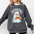 Cute Ghost Reading Book Librarian Teacher Halloween Costume Comfort Colors Sweatshirt Pepper