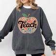 Cute Teacher With Apple Retro Teacher Kids Back To School Comfort Colors Sweatshirt Pepper Cute Teacher With Apple Retro Teacher Kids Back To School Comfort Colors Sweatshirt Pepper