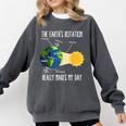 Earth Rotation Earth Day Science Teacher Kids Women Comfort Colors Sweatshirt Pepper