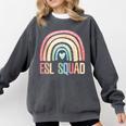 ESL Squad Teacher Crew Team Back To School English Rainbow Comfort Colors Sweatshirt Pepper ESL Squad Teacher Crew Team Back To School English Rainbow Comfort Colors Sweatshirt Pepper