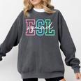 ESL Squad Teacher English As A Second Language Comfort Colors Sweatshirt Pepper