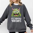 Eye Survived 100 Days Of School Monster Lover Teacher Kids Comfort Colors Sweatshirt Pepper