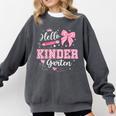 First Day Of School Teacher Girl Coquette Hello Kindergarten Comfort Colors Sweatshirt Pepper