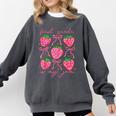 First Grade Is My Jam Strawberry First Grade Teacher Women Comfort Colors Sweatshirt Pepper