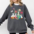 Floral Beakers Chemistry Lab Teacher Comfort Colors Sweatshirt Pepper
