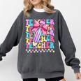 Groovy Teacher Cute Coquette Bow Flower Retro Back To School Comfort Colors Sweatshirt Pepper