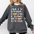 Halloween Alphabet ABCs Learning Kindergarten Teacher Men Women Kids Comfort Colors Sweatshirt Pepper