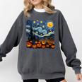 Halloween Pumpkin Starry Night Van Gogh Art Teacher Comfort Colors Sweatshirt Pepper
