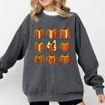 Halloween Teacher Fall Book Pumpkin Retro Reading Comfort Colors Sweatshirt Pepper