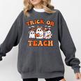 Halloween Teacher Ghosts Trick Or Teach Retro Costume Women Comfort Colors Sweatshirt Pepper Halloween Teacher Ghosts Trick Or Teach Retro Costume Women Comfort Colors Sweatshirt Pepper