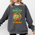 Halloween Teacher Librarian Monster Reading Books Men Women Kids Comfort Colors Sweatshirt Pepper