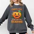 Halloween Teacher Librarian Pumpkin Reading Books Men Women Kids Comfort Colors Sweatshirt Pepper Halloween Teacher Librarian Pumpkin Reading Books Men Women Kids Comfort Colors Sweatshirt Pepper