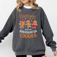 Hangin My Kindergarten Cookie Gingerbread Christmas Teacher For Men Women Kids Comfort Colors Sweatshirt Pepper