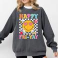 Happy Fri-Yay Groovy Teacher Friday Weekend Fri Yay Comfort Colors Sweatshirt Pepper