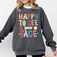 Happy To See Your Face Teacher Retro Back To School Comfort Colors Sweatshirt Pepper