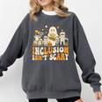 Inclusion Isn't Scary Mummy Boo Ghost Halloween SLP Teacher Comfort Colors Sweatshirt Pepper