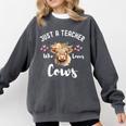 Just A Teacher Who Loves Cows Shirt Cute Highland Cow Comfort Colors Sweatshirt Pepper