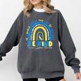 Be Kind Rainbow Down Syndrome Awareness Teacher Blue Yellow Comfort Colors Sweatshirt Pepper Be Kind Rainbow Down Syndrome Awareness Teacher Blue Yellow Comfort Colors Sweatshirt Pepper