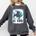 Be Kind Rainbow Fish Teacher Life Back To School Teaching Men Women Comfort Colors Sweatshirt Pepper