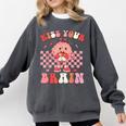 Kiss Your Brain Valentines Test Day Teacher Squad Kids Comfort Colors Sweatshirt Pepper