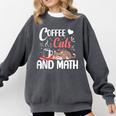 I Love Math Cats And Coffee Heart Mathematics Teacher Comfort Colors Sweatshirt Pepper