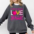 In October We Wear Pink Love Teacher Breast Cancer Awareness Comfort Colors Sweatshirt Pepper