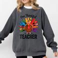 One Thankful Teacher Thanksgiving TurkeyCute Pencil Comfort Colors Sweatshirt Pepper