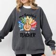 One Thankful Teacher Turkey Pencil Thanksgiving Teachers Comfort Colors Sweatshirt Pepper