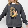 P Is For Pre K Teacher Leopard First Day Of School For Men Women Girls Kids Comfort Colors Sweatshirt Pepper